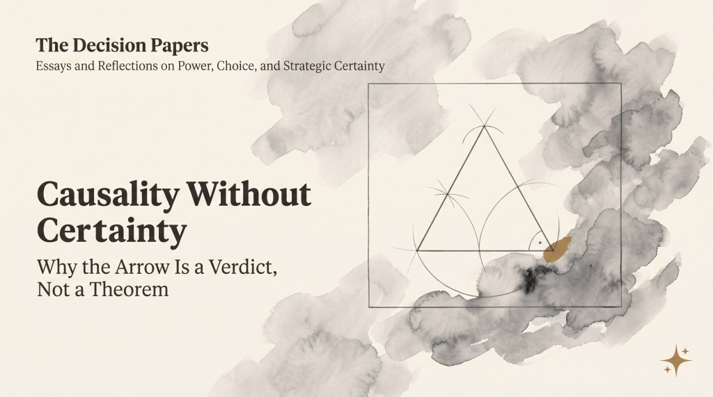 I.27 — Causality Without Certainty: Why the Arrow Is a Verdict, Not a&nbsp;Theorem