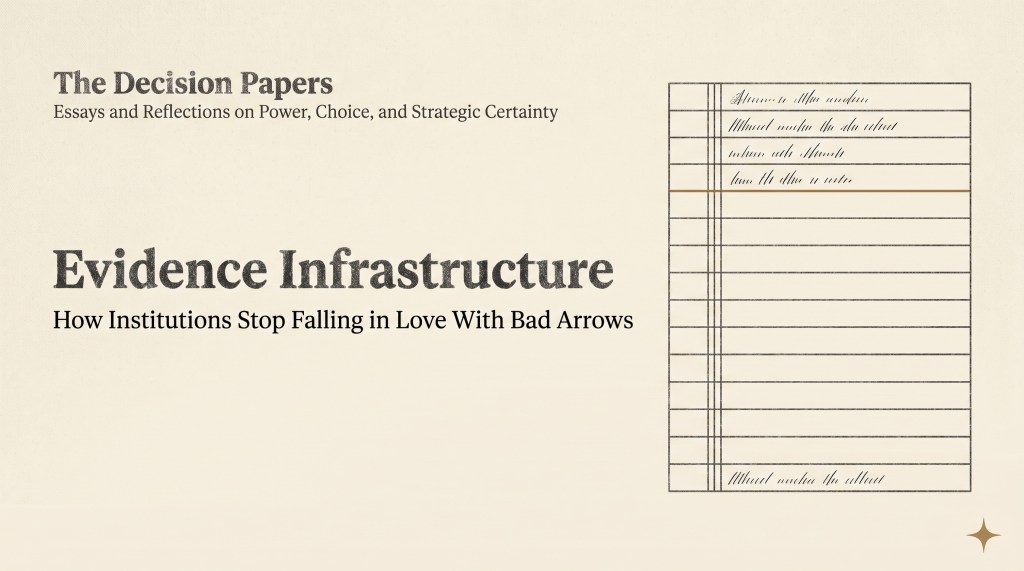 I.30 — Evidence Infrastructure: How Institutions Stop Falling in Love With Bad&nbsp;Arrows
